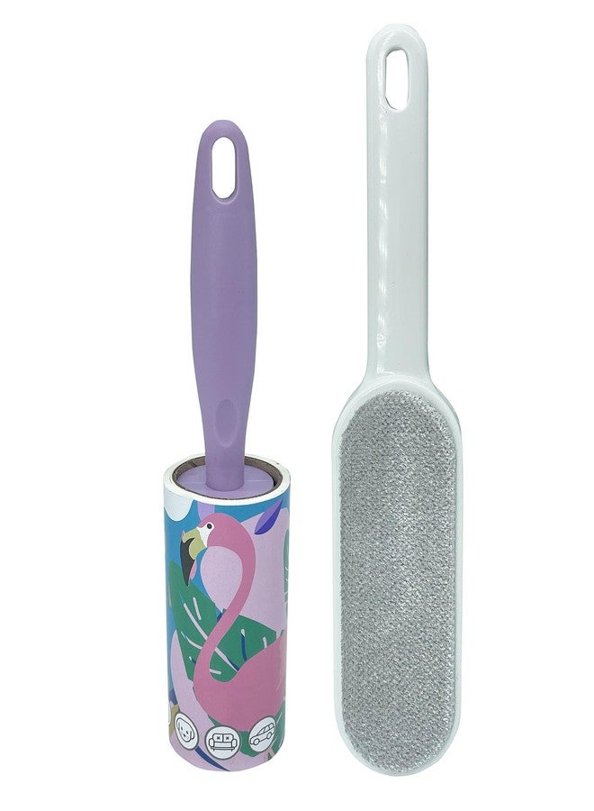 Kunya® Lint Rollers Reusable Sticky Picker Cleaner Roller with Pet Hair Remover Brush 10cm Sheet 60 Sheets 1 Roll + 1 Pet Brush - Image 1